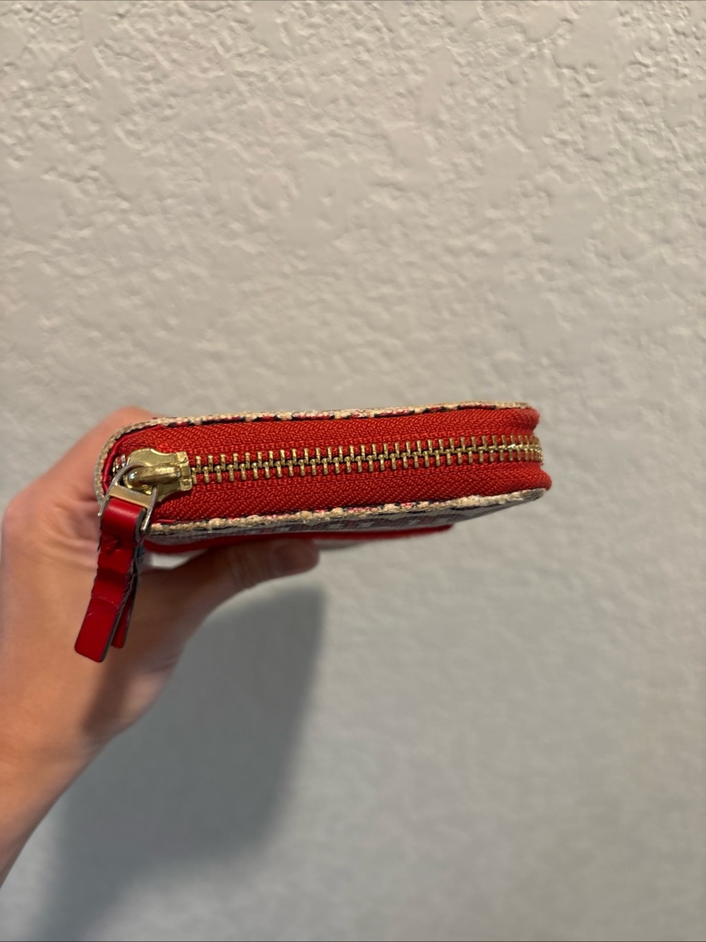 Tory Burch Striped Pattern Zip Wallet - Red & Cream - Picture 6 of 15